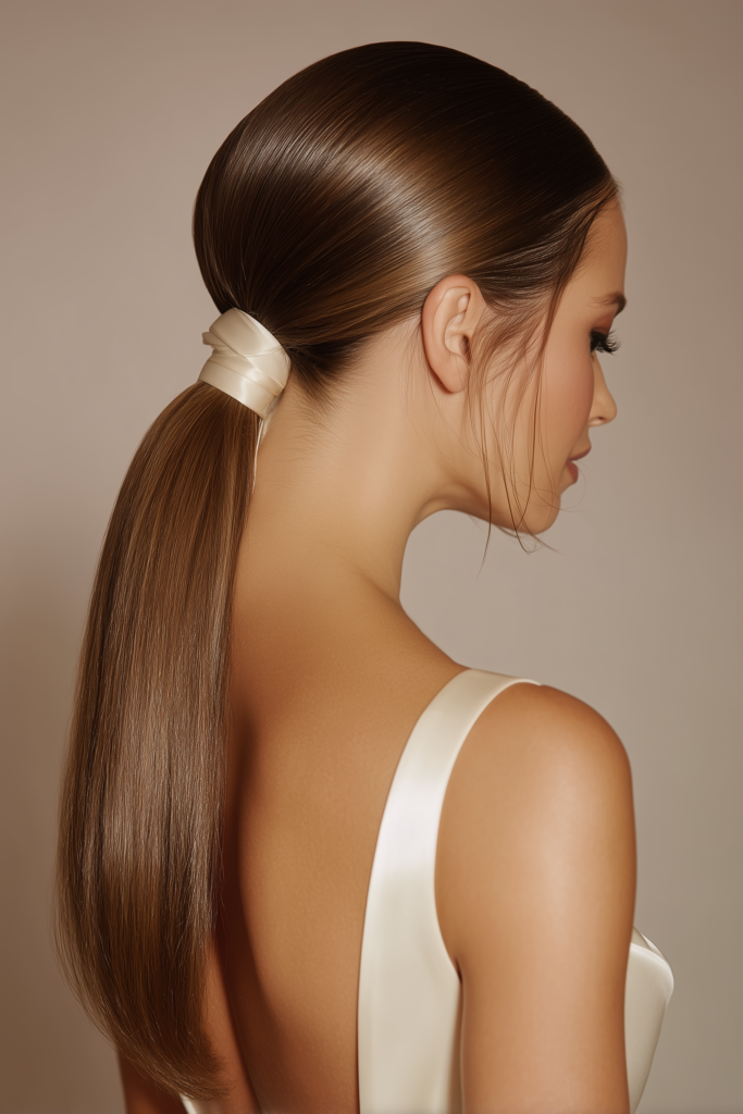 Sleek Low Ponytail with Wrap