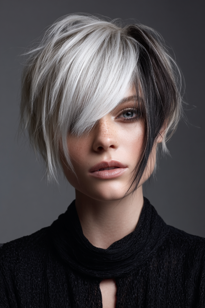 Asymmetrical Silver-Accented Cut