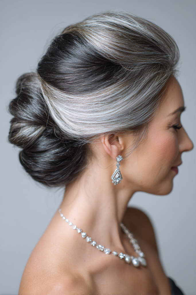 Elegant Silver-Accented French Twist