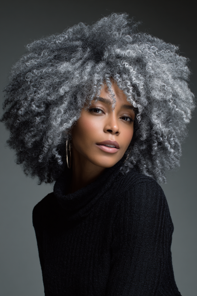 Natural Salt and Pepper Afro