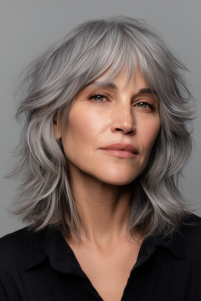 Soft Layered Shag with Curtain Bangs