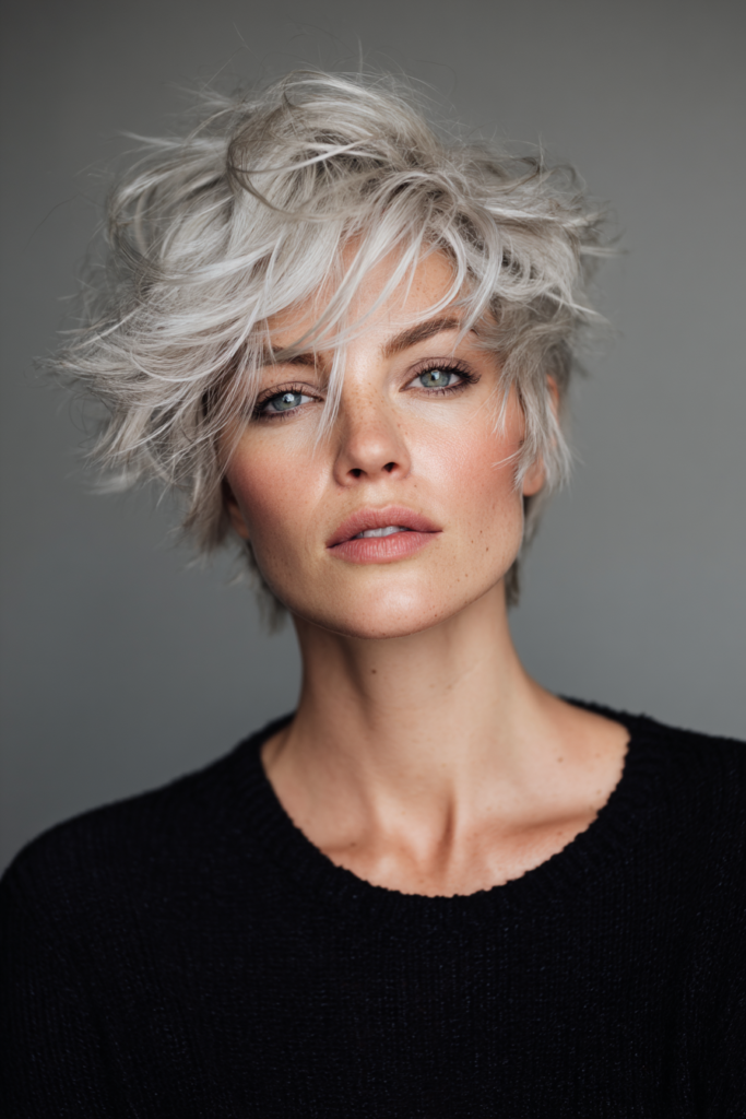 Tousled Salt and Pepper Pixie-Bob