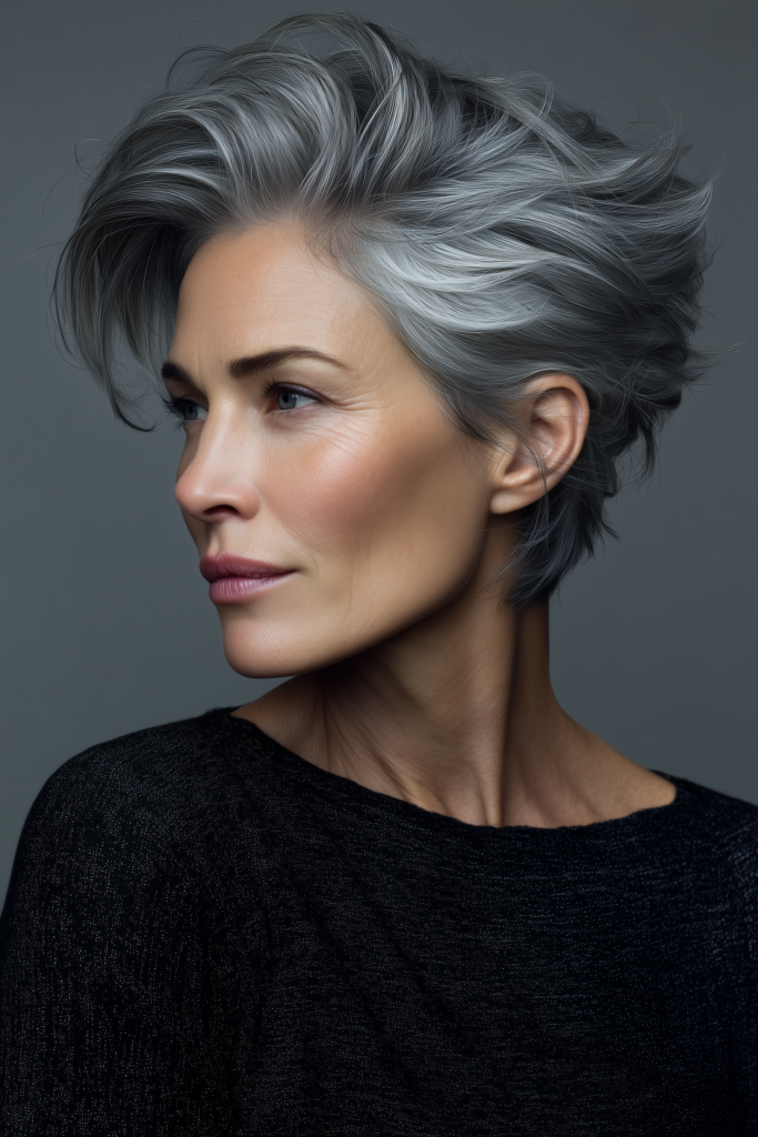 Voluminous Short Cut with Swept-Back Crown