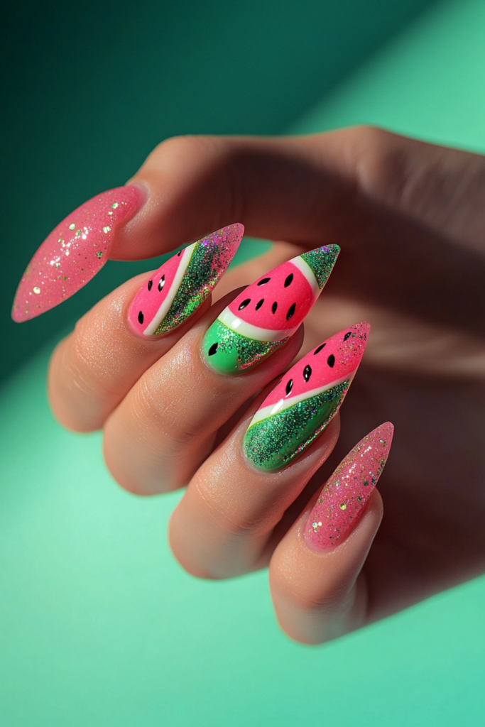 Watermelon and Glitter Combination