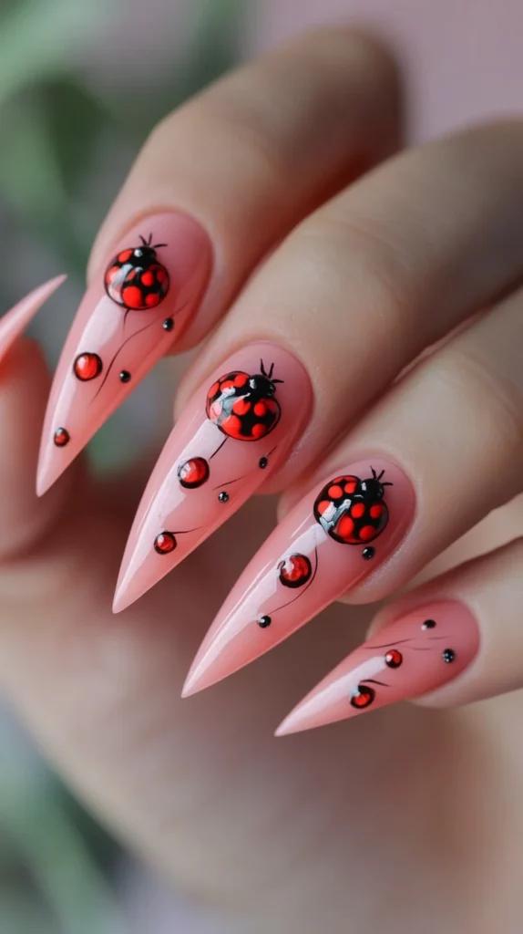 3D Ladybug Nail Embellishments