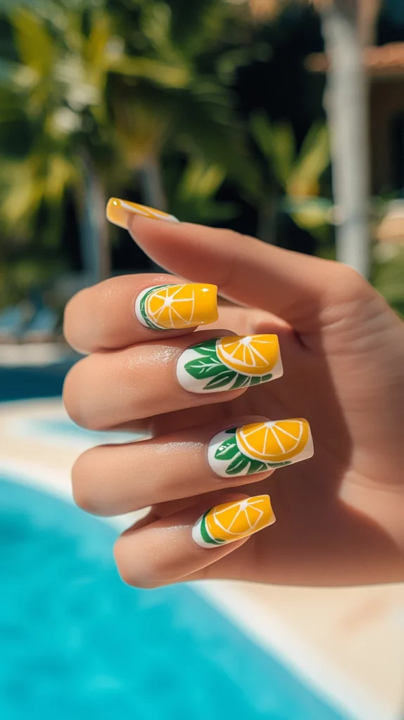 Classic Lemon Slice Nail Art