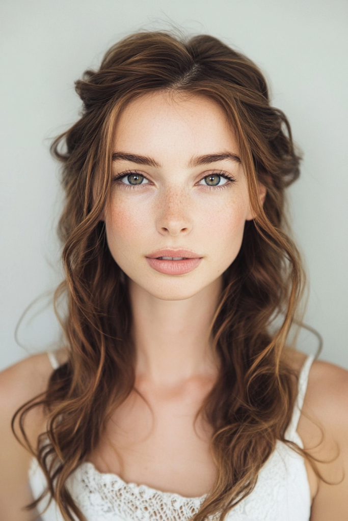 a woman with long brown hair