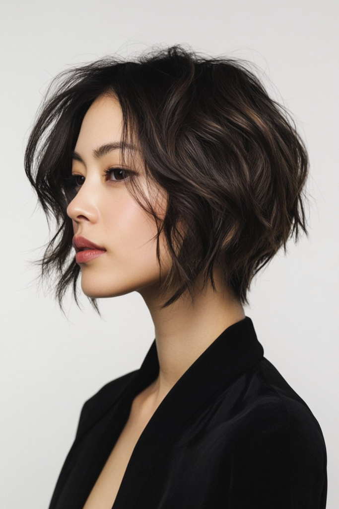 a woman with short brown hair