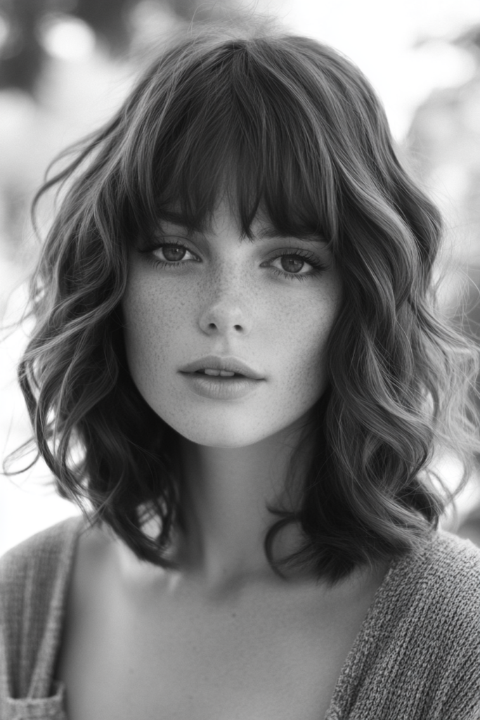 Wavy Lob with Wispy Bangs