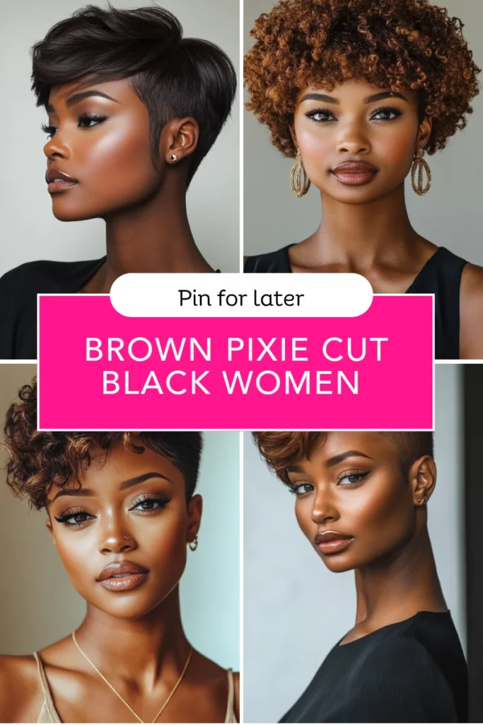 brown pixie cut black women hairstyle