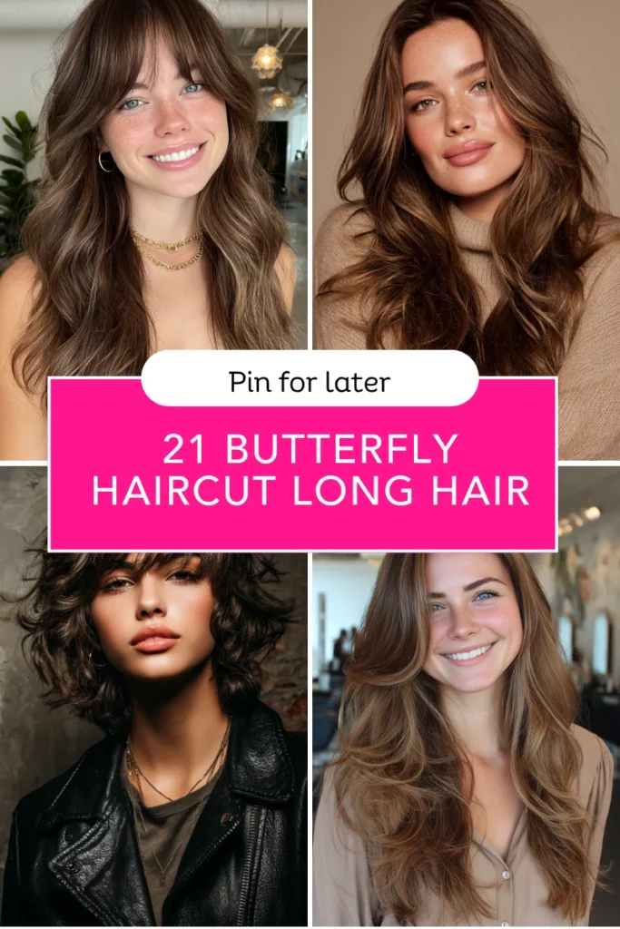 Butterfly Haircut Long Hair for Round Face