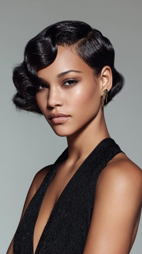 Asymmetrical Fingerwave Bob