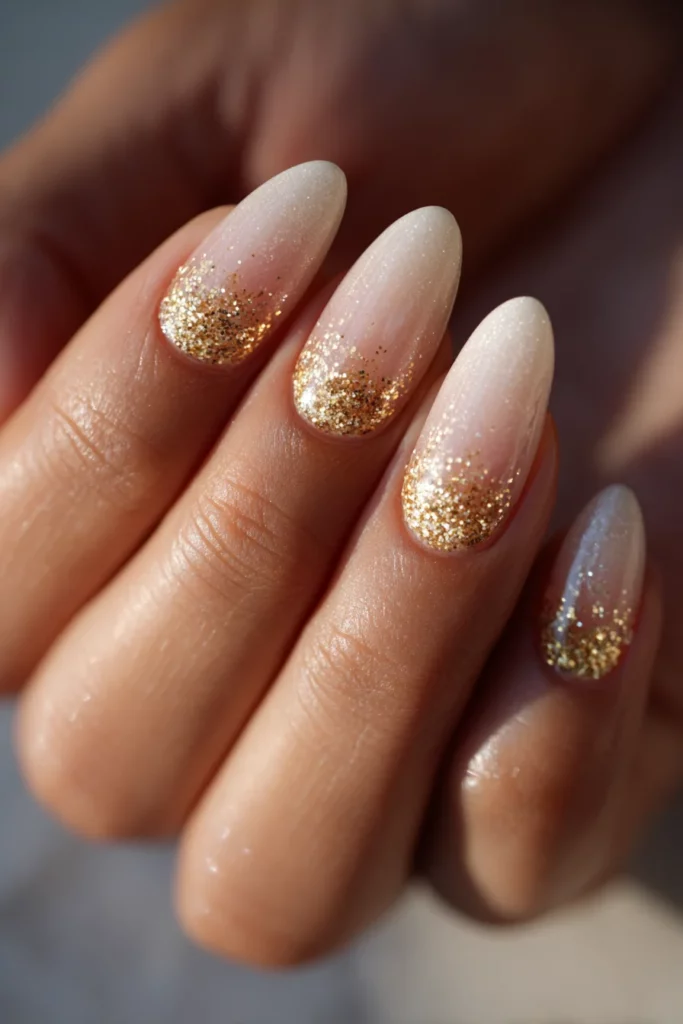 Champagne Aura with Gold Glitter Fade