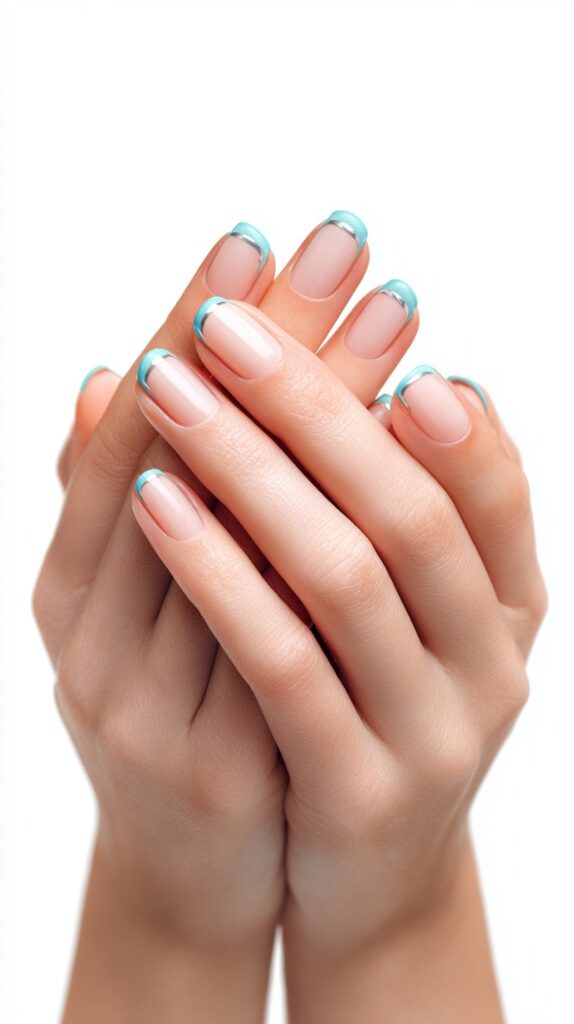Classic Tiffany Blue French Tips