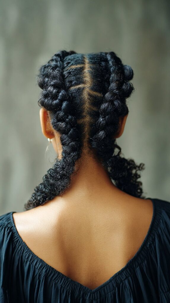 Cornrow Bantu Knots with Curly Back