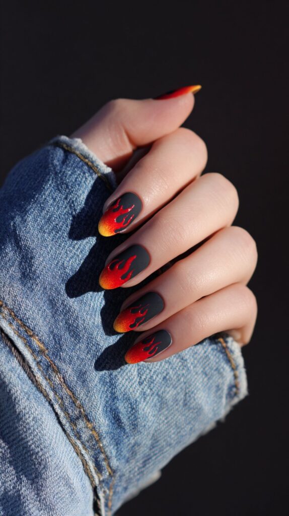 Flame-Accented Grunge Nails