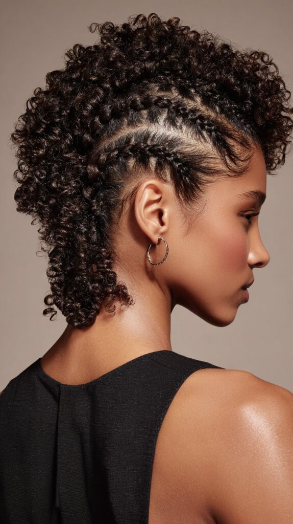 Flat Twist Mohawk with Curly Faux Hawk