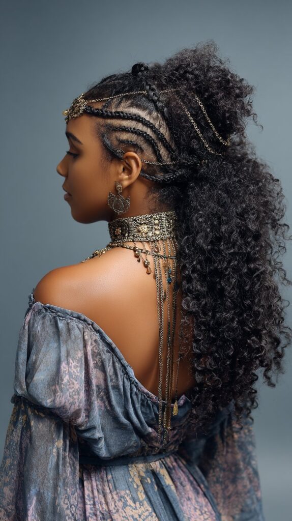 Fulani Braids with Curly Mohawk