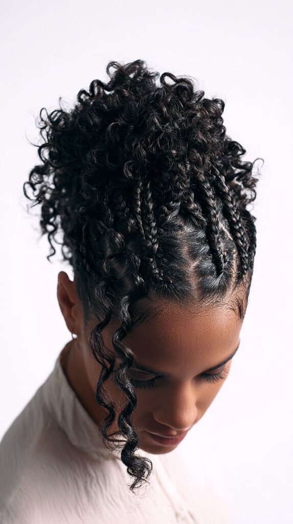 Half Box Braids Half Curly Mohawk