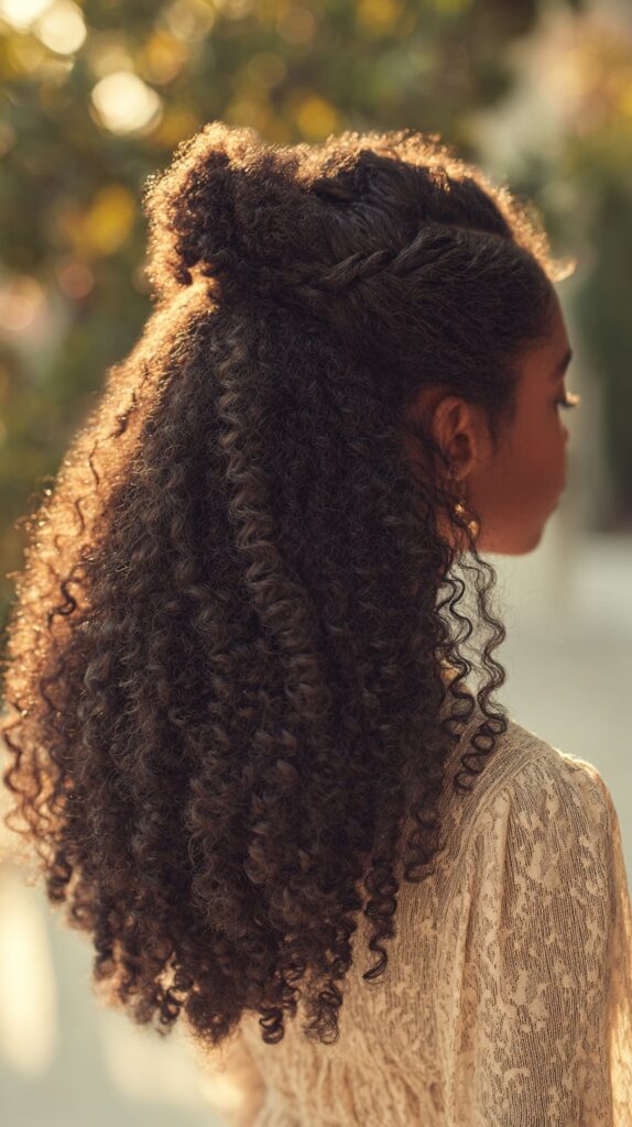 Half-Up Puff with Hanging Curls