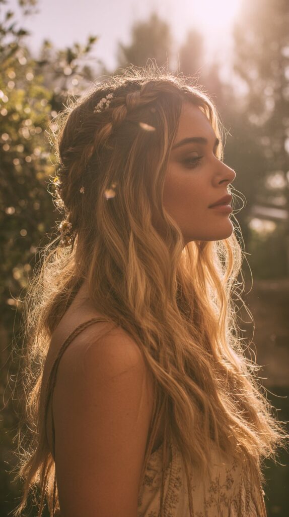 Half‑Up Crown Braid