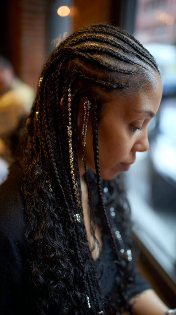 Micro Fulani Braids with Loose Curls