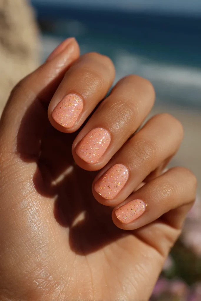 Peach Aura with Gold Flecks