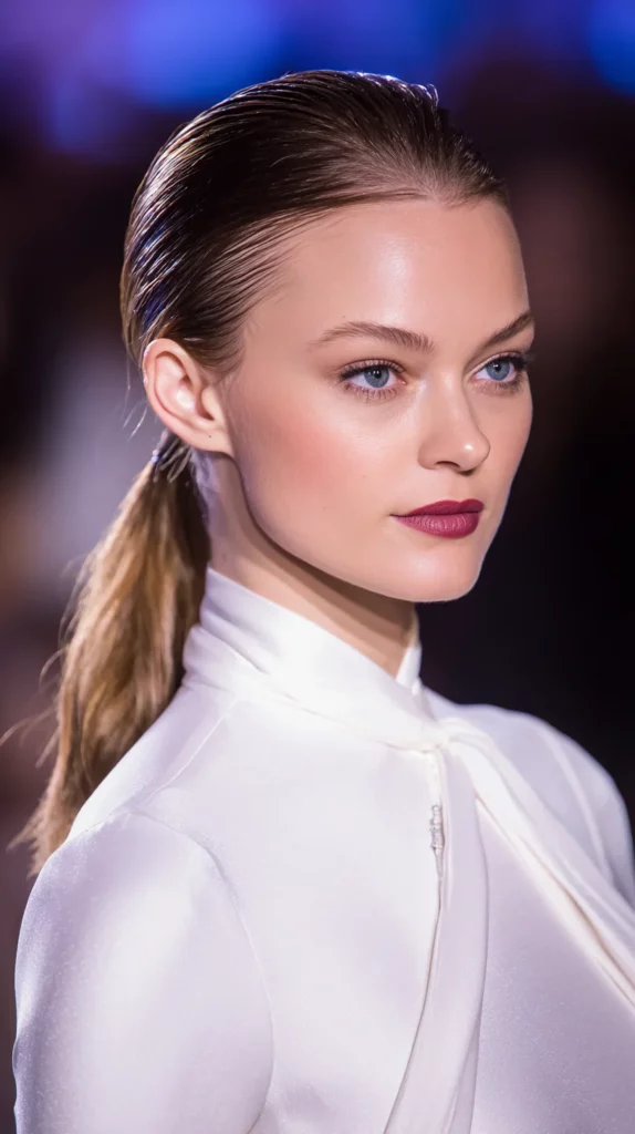 Sleek Center-Parted Low Ponytail