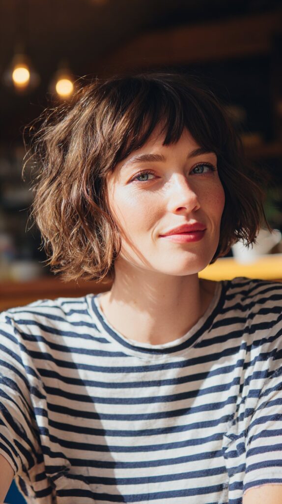 Textured Bob with Curtain Bangs