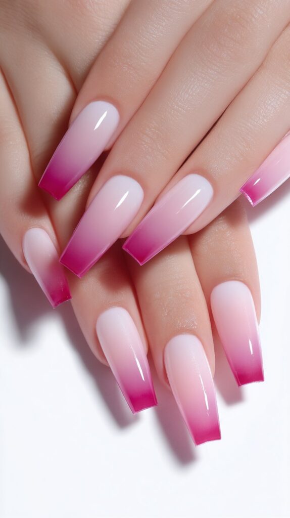 Two‑Toned Pink French Tips with Lock and Key Charms
