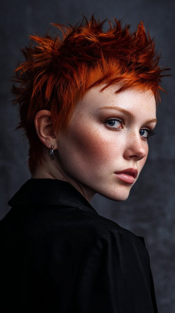 Vibrant Red Spiky Pixie
