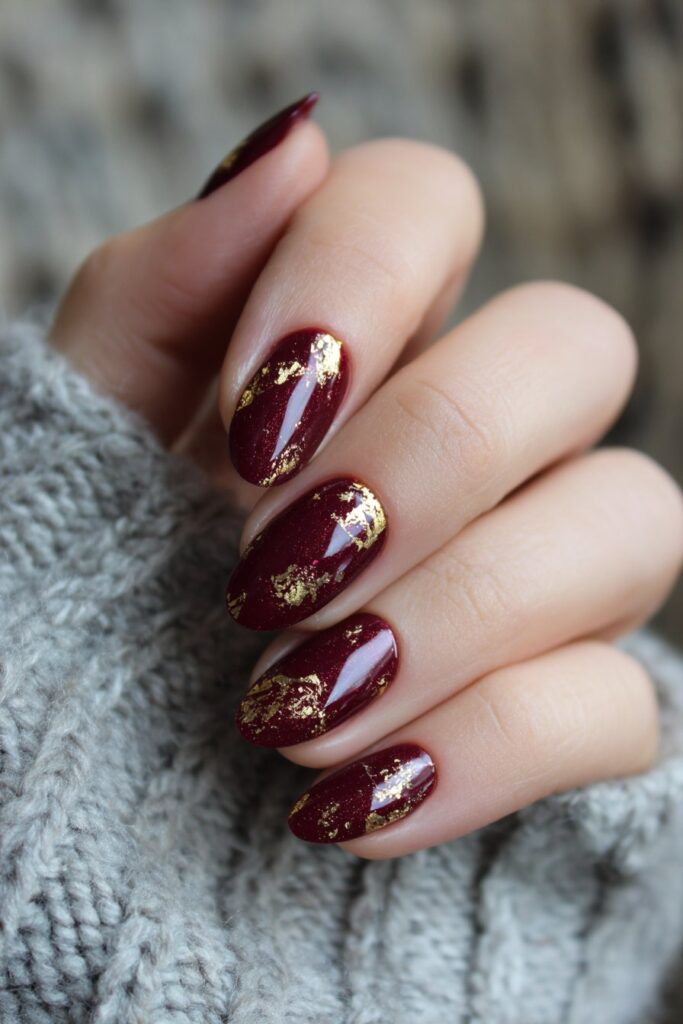 Burgundy and Gold Leaf