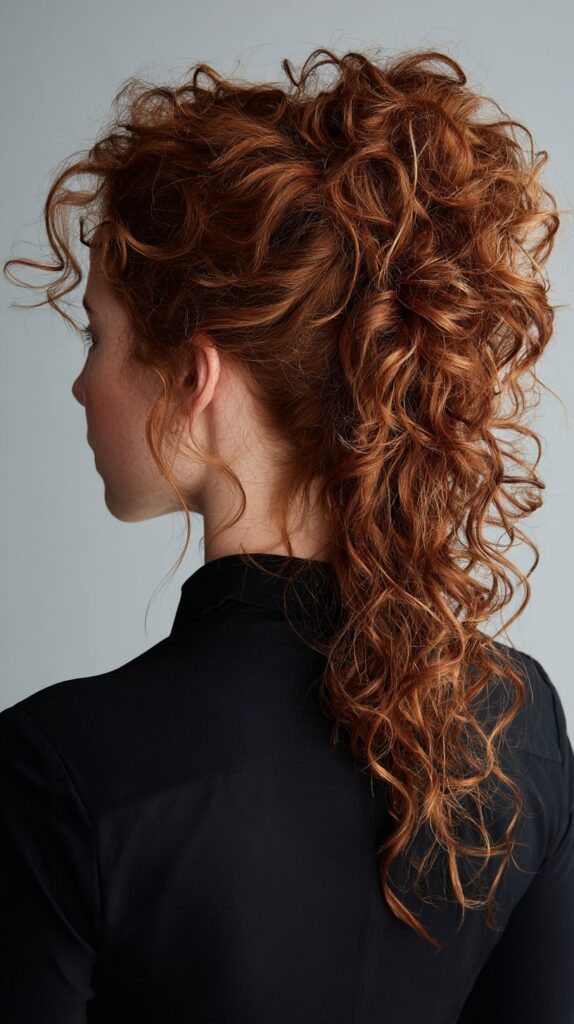 Curly Ponytail with Volume at Crown