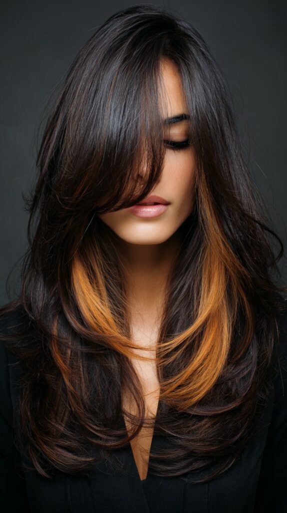 Dark Brown with Caramel Money Pieces