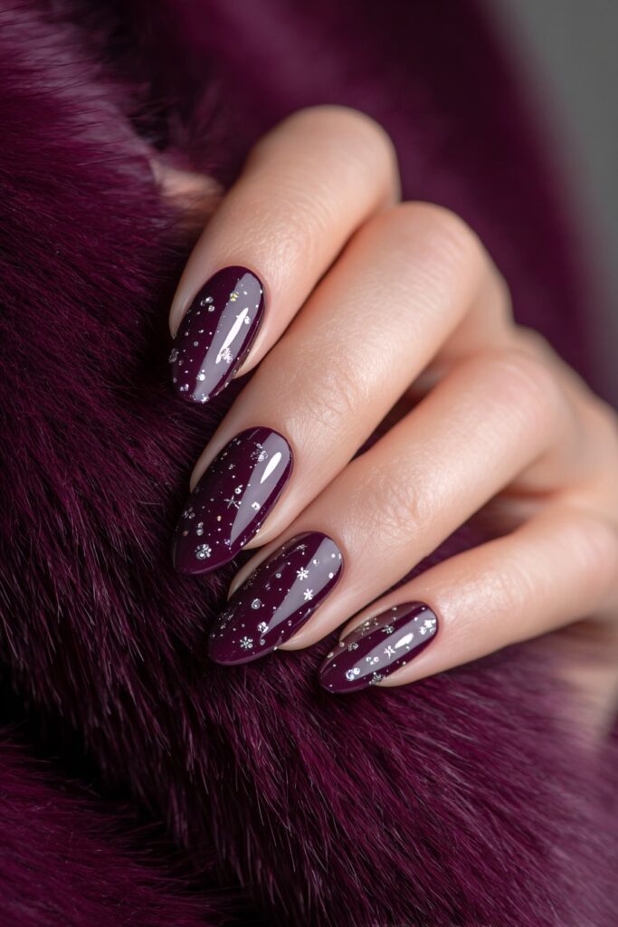 Deep Plum with Silver Snowfall