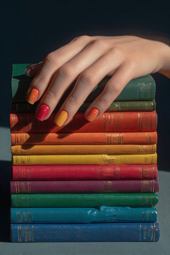 Gradient Book Stack Nails