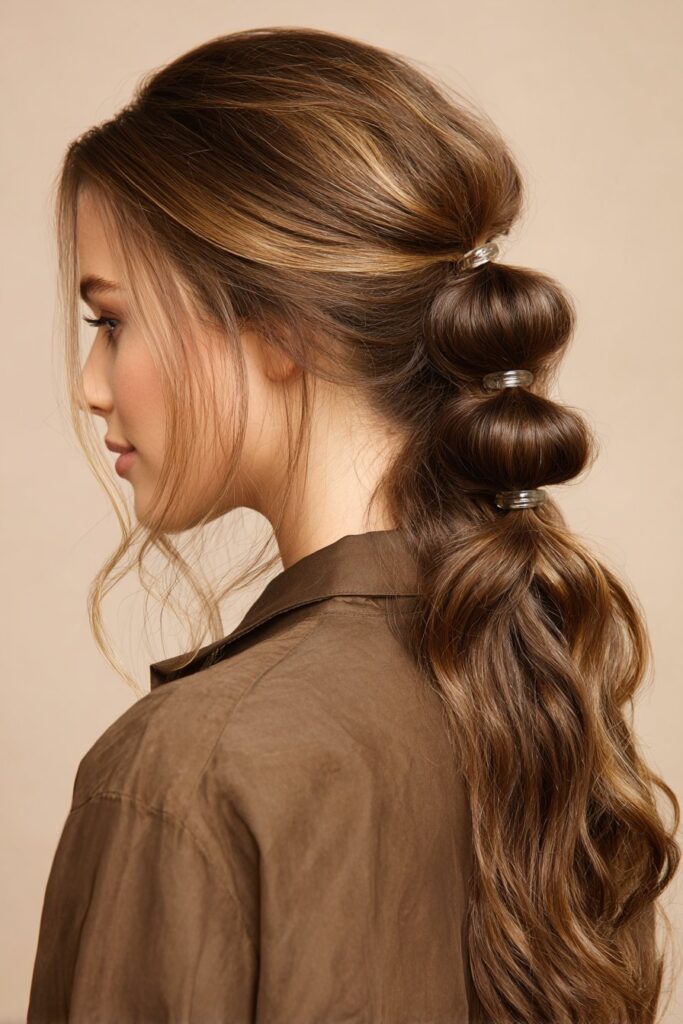 Half-Up Bubble Ponytail