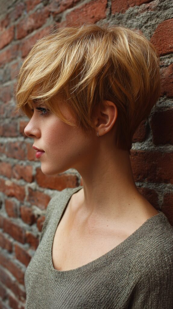 Honey Blonde Pixie Cut