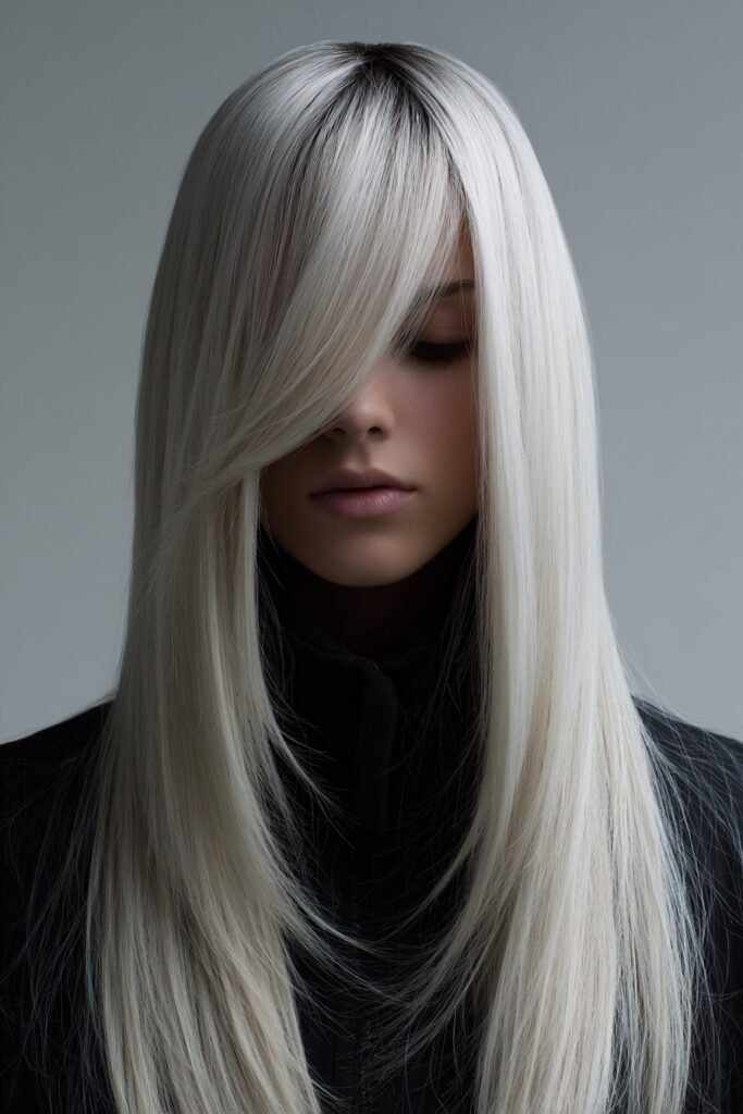 Icy Blonde with Charcoal Roots