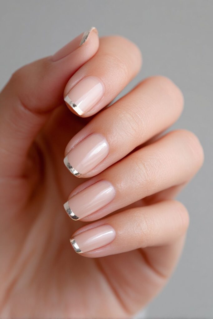 Metallic French with Negative Space