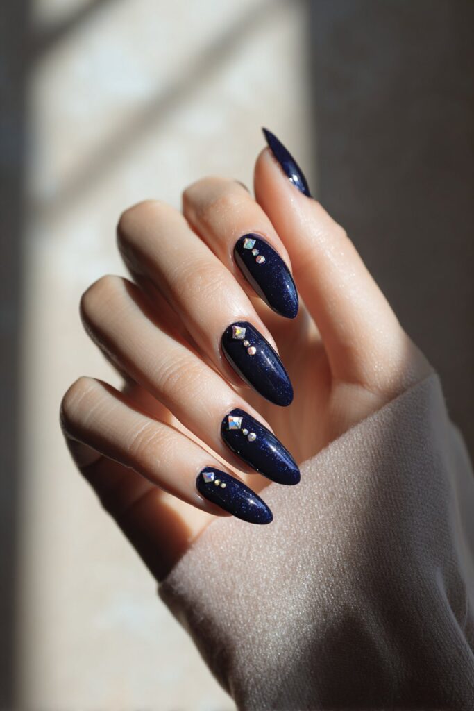 Navy Blue with Crystal Accents
