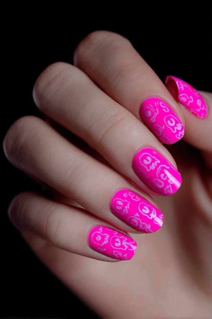 Neon Pink with Glow-in-the-Dark Ghosts