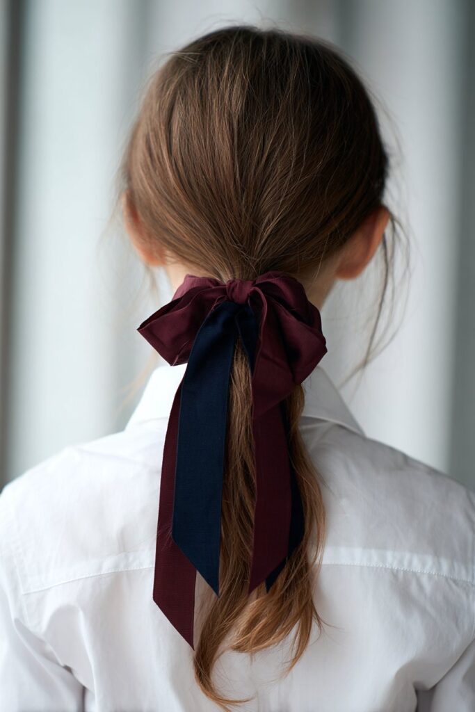 Ribbon-Accented Low Ponytail