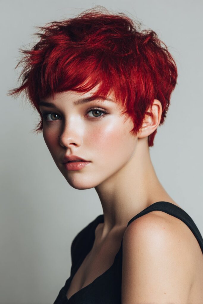 Ruby Red Pixie Cut