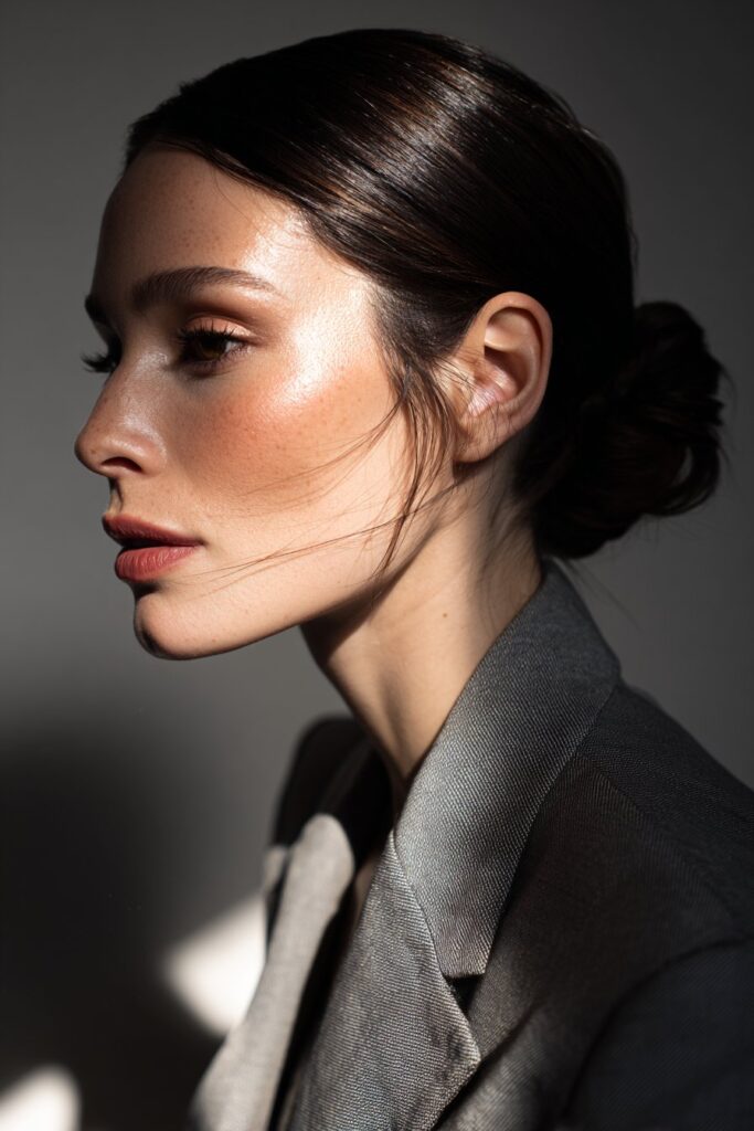Sleek Middle-Part Low Bun