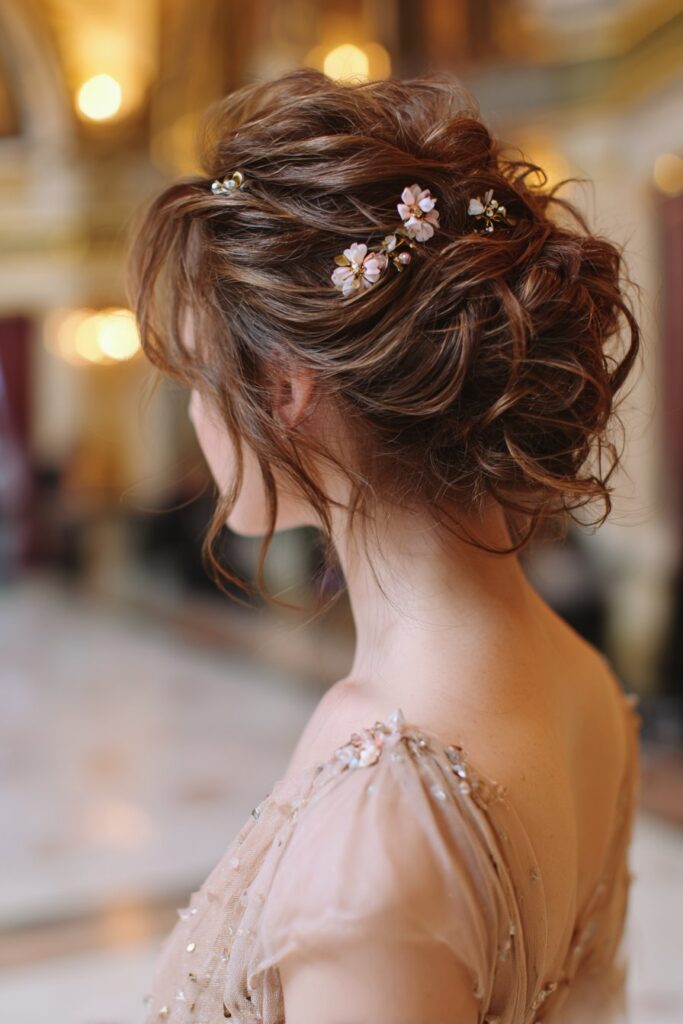 Soft Romantic Updo with Tendrils