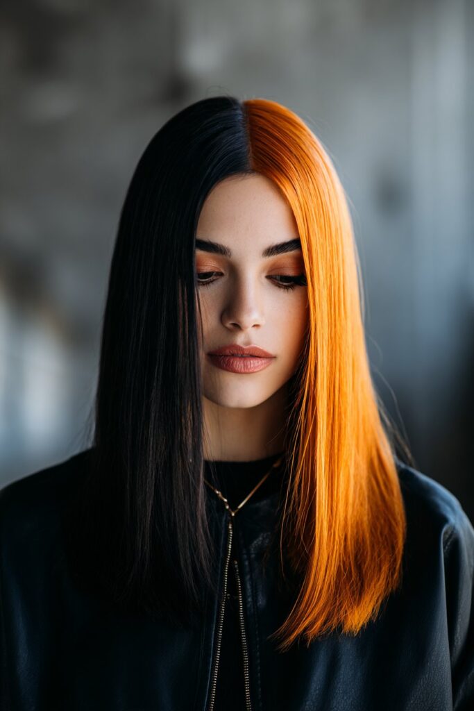 Split-Dyed Black and Orange