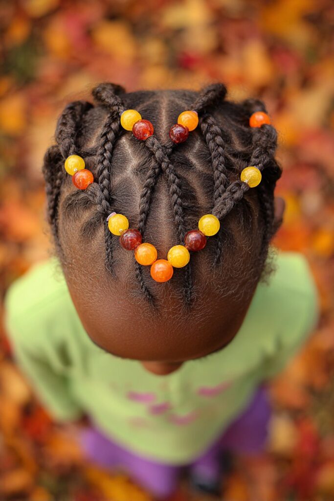 Toddler Beaded Cornrow Heart