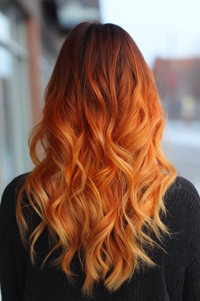 a woman with orange hair