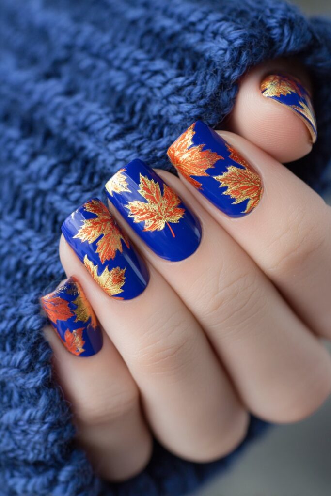 Cobalt Blue with Maple Leaf Designs